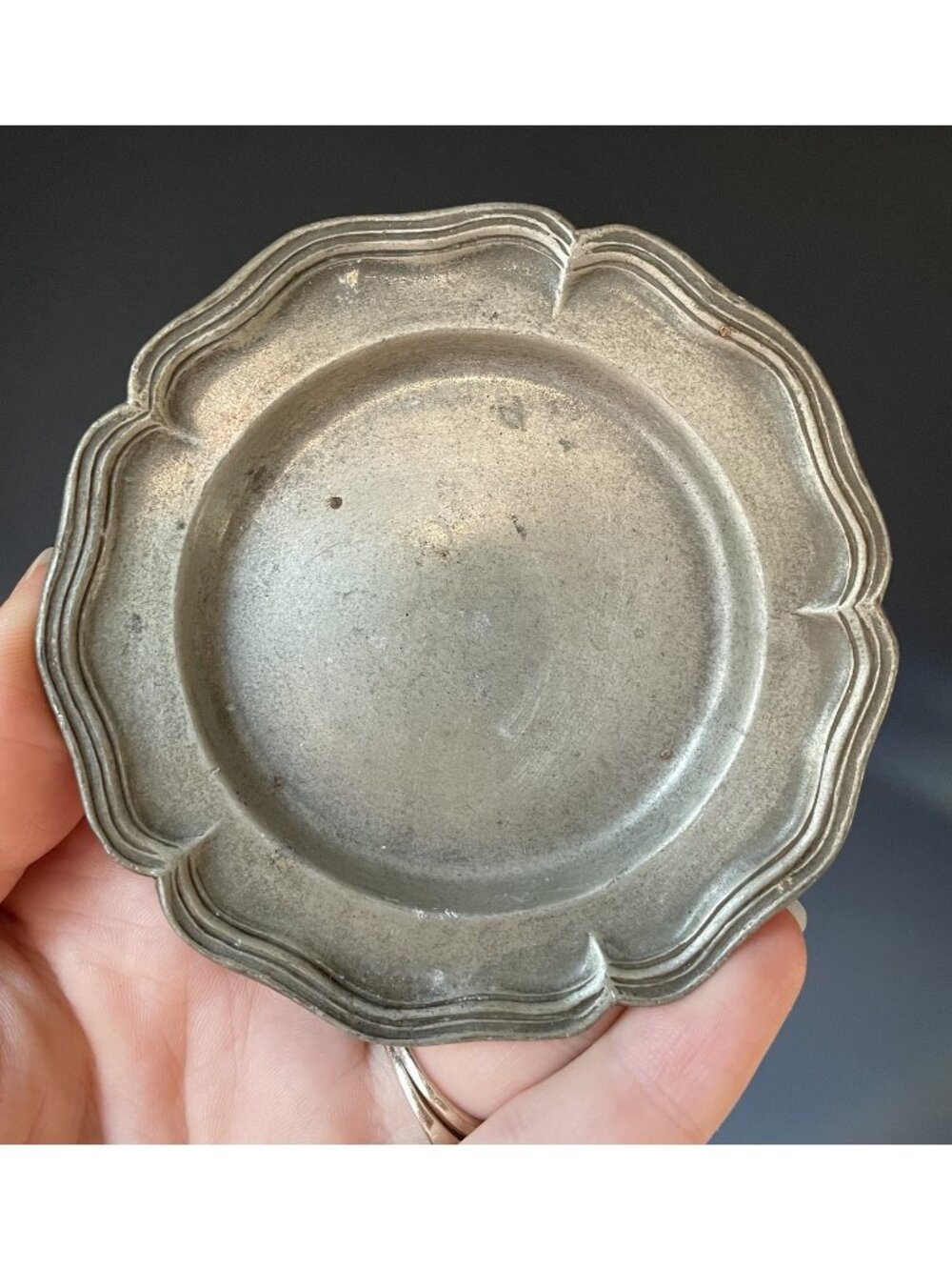 Antique Pewter Queen Anne Butter Pat Made in Germany Early 20th C. Coaster